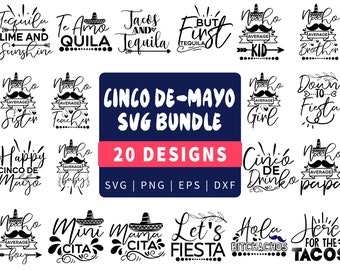 Cinco de Mayo SVG Bundle, Fiesta Squad Cut Files (20 Designs)