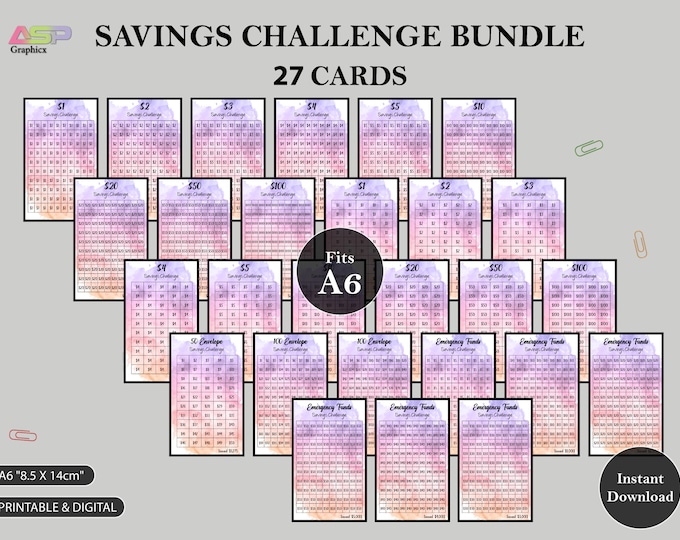Mini Savings Challenge PRINTABLE, Savings Challenge Bundle, A6 Savings ...