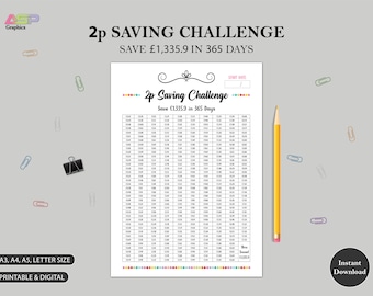 365 Days 2p Saving Challenge Printable | Teach Kids to Save