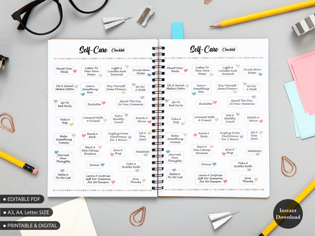 Self Care Checklist Planner, Happy Planner Insert (digital Download) - Etsy