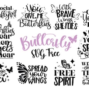 Svg citations papillon, papillon svg, lot de papillons en couches, fichiers SVG Cricut, papillons, papillon Svg pour Cricut