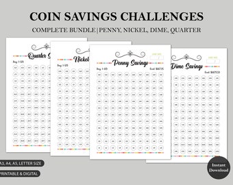 Münz-Spar-Challenge-Bundle – Penny, Nickel, Dime, Quarter (Digitaler Download)