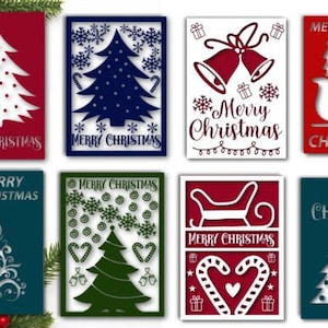 Weihnachtskarten-Bundle. Weihnachtssvg. 16 Weihnachtskarte Layered svg. Scherenschnitt. Weihnachtskarten-Svg-Bundle. 3D SVG