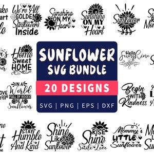 Sunflower Svg Bundle | Sunflower Svg | Sunflower Quotes Svg | Flower Svg | Svg Files for Cricut Cut File, eps png svg.
