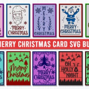 Christmas Card Bundle. Christmas svg. 10 Christmas card Layered svg. Paper cutting. Christmas card svg bundle. 3D SVG
