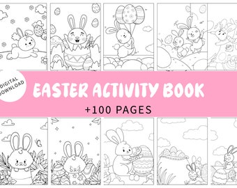 Easter Coloring Book for Kids | 100 Page Easter Activity Sheets (PDF)