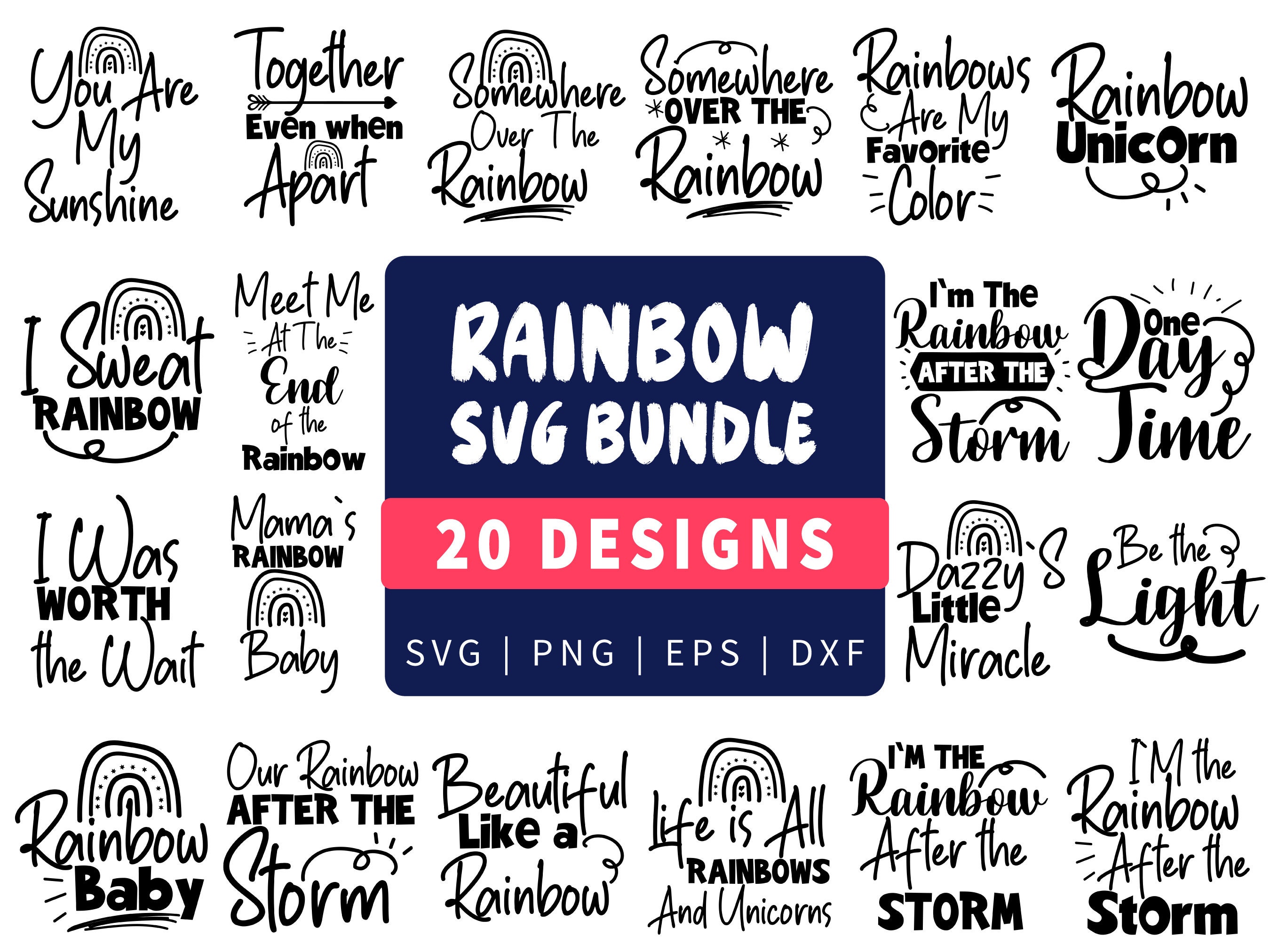 Boho Rainbow Svg Bundle Cute Rainbow Svg Boho Rainbow - Etsy