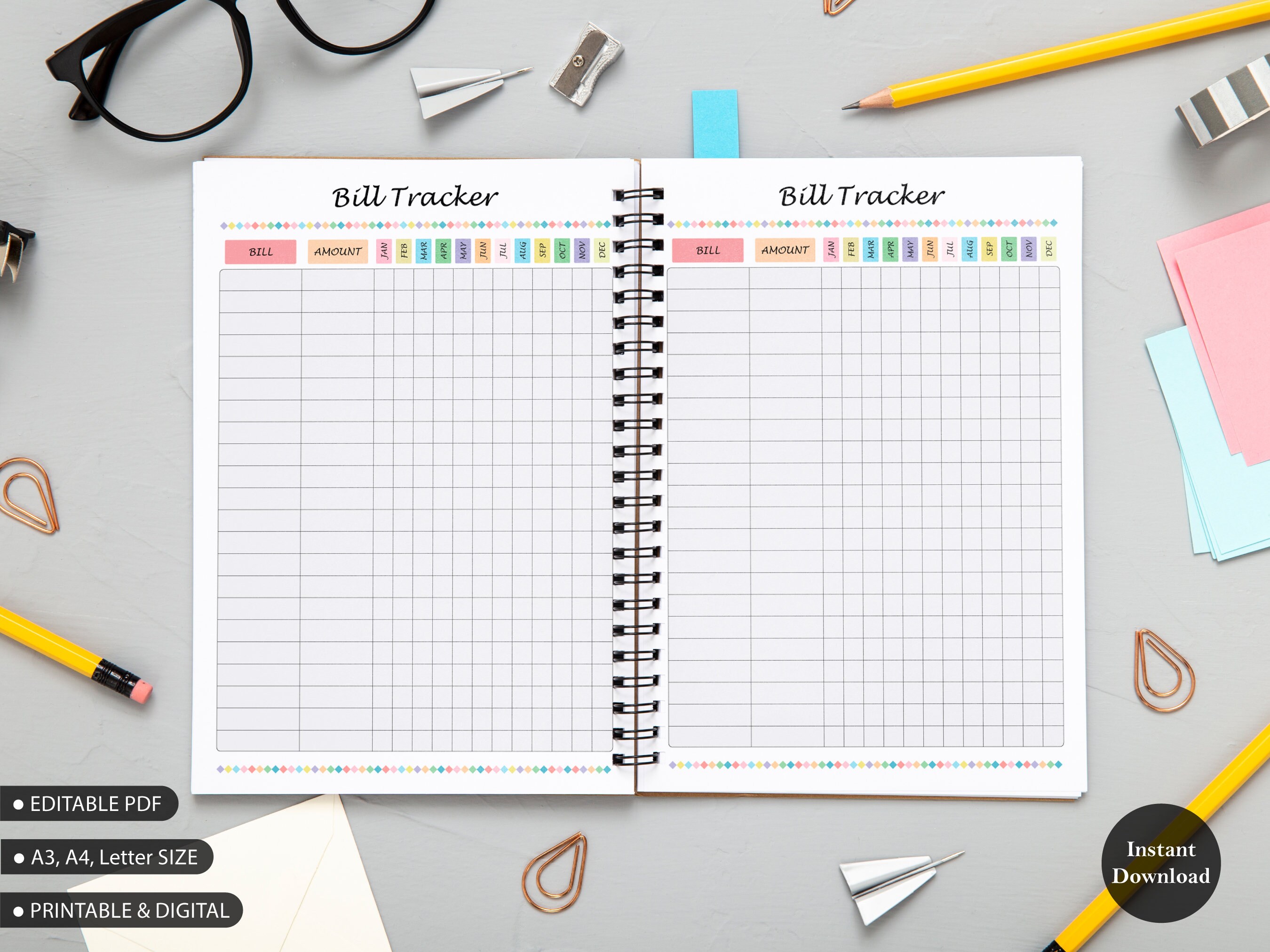 Monthly Bill Tracker Printable, Classic Happy Planner (digital Download ...
