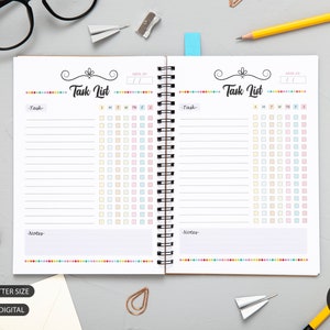Lista de tareas semanal imprimible, Rastreador de tareas, Lista de verificación, DESCARGA INSTANTÁNEA, Motivación, Inserto de planificador, A3, A4, A5, Tamaño carta