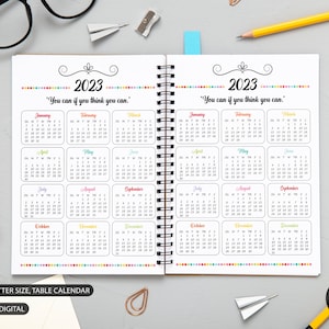 2023 Calendar Printable, Desk Calendar, Sunday Start, Monthly Calendar, New Year, Planner, Classic Happy, A3, A4, A5, Letter Size