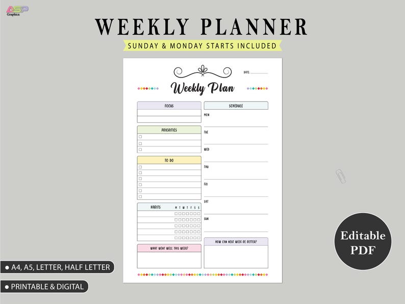 ADHD Planner Printable Set | Daily, Weekly, Monthly Planners | Instant ...