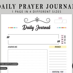 Daily Prayer Journal Printable Template | Daily Scripture Reading | Faith Planner | Christian Journal
