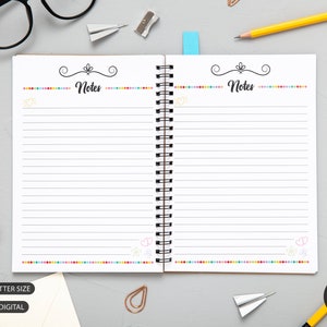 Notes Printable, Writing Page, Check List, INSTANT DOWNLOAD, Motivation, Planner Insert, Classic Happy A3, A4, A5, Letter Size