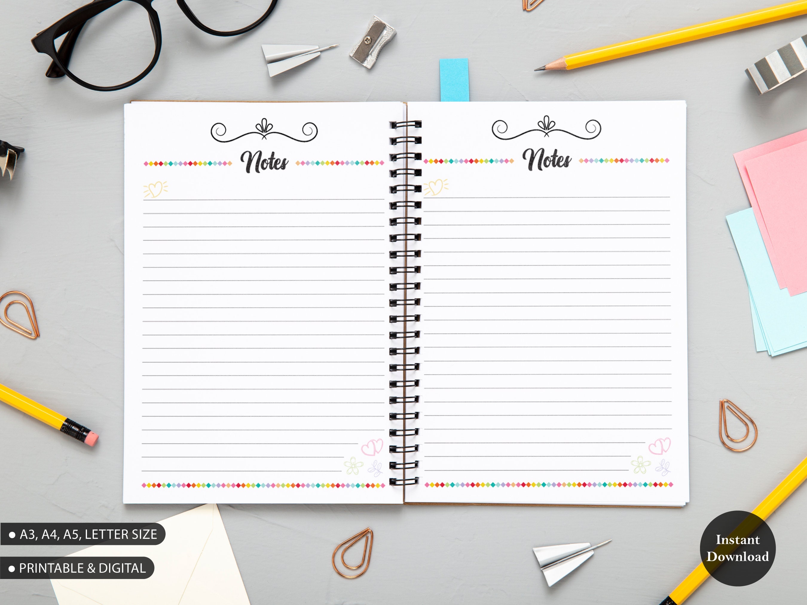 Notes Printable Writing Page Check List INSTANT DOWNLOAD - Etsy Australia