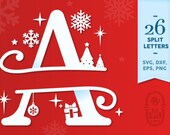 Christmas Split Letters, Christmas Split Alphabet, Christmas Monogram SVG, Christmas SVG, Christmas Cut Files Cricut, Christmas Svg Cricut