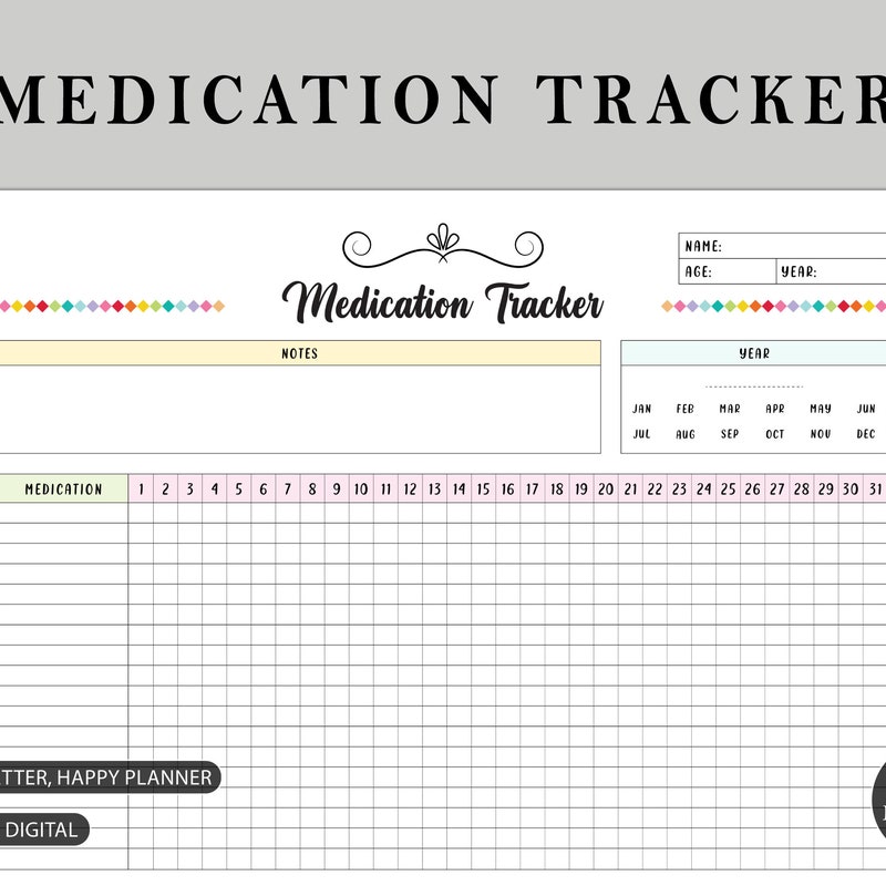 Monthly Medication Chart - Etsy