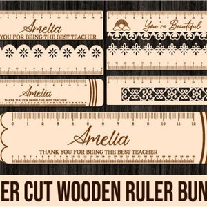Laser Cut Holzlineal Bundle | Lehrer Holzlineal Laser Cut Dateien | Lineale Set Laser Template | Schullaserschnittdatei und Laser Glowforge