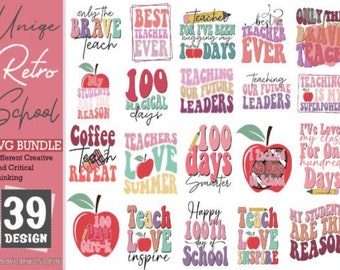 Retro Lehrer-Svg-Bundle, Lehrer-Zitate-Svg, Lehrer-Sprüche svg, Lehrer-Leben-Svg, Schul-Svg, Lehren-Svg, Retro gewellter Text svg