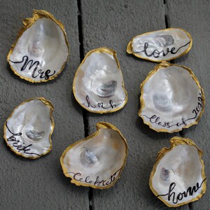 Custom oyster shell ring dish or tray, pearl white