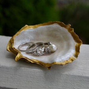 Oyster shell ring dish or tray, pearl white