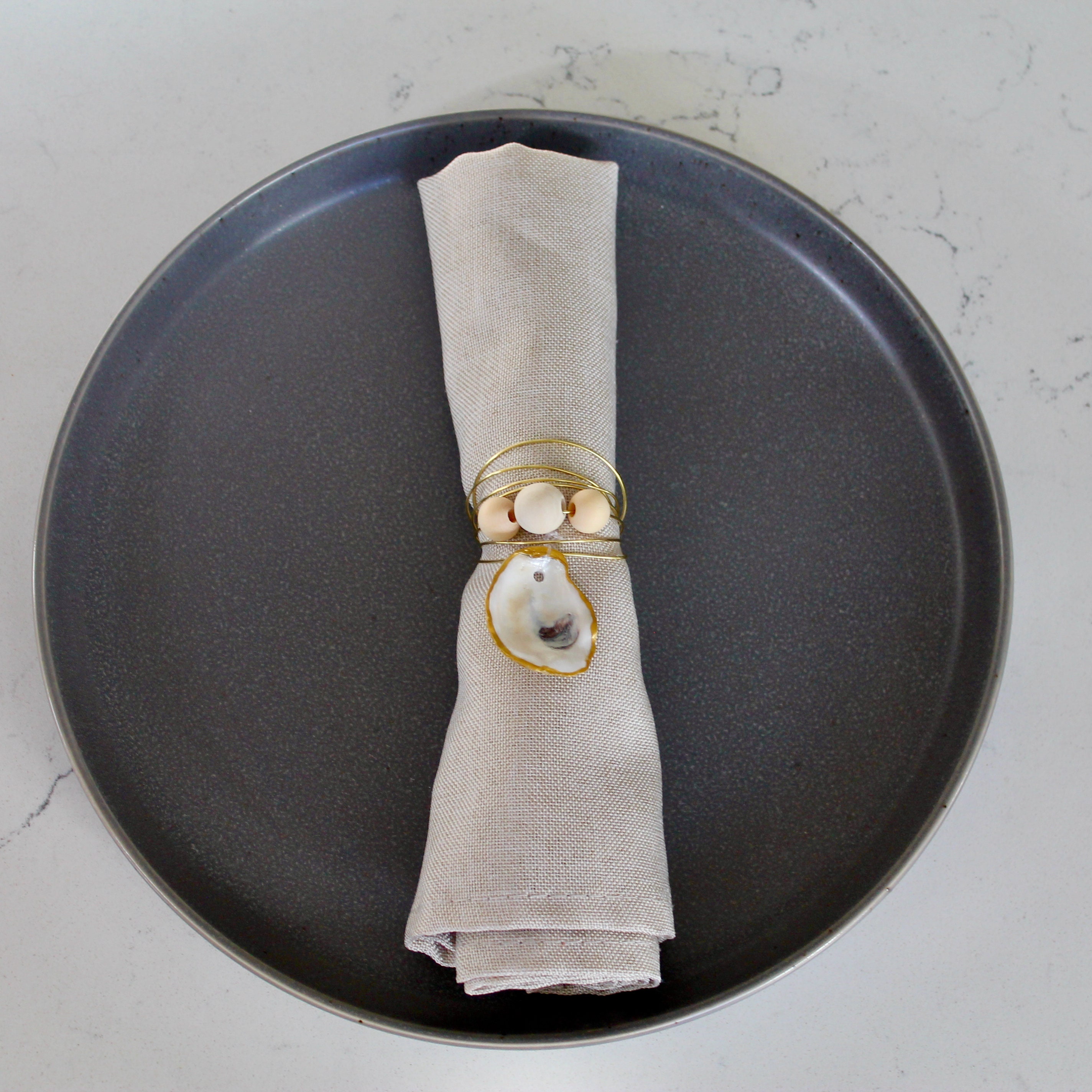 Oyster Shell Napkin Rings, Coastal Boho Chic Table Decor, Nautical ...