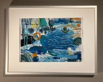 Acrylic Painting 'Falling and rising like the sea' | Abstract Art | On acrylic paper | original | Blue