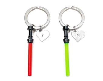 Custom Star Wars Lightsaber Keychain Set | Personalized Initial Charms