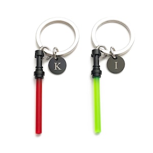Star Wars Lightsaber Keychain Set: Genuine LEGO®, Personalized Initial Charms