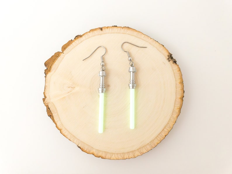 Glow In The Dark Earrings Star Wars Lightsaber Earrings Made with Genuine LEGO® Disney Jewelry For Her Gift Birthday Gift Jedi image 1