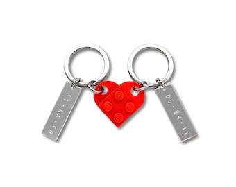 Custom Keychain | With Anniversary Date | Made With Genuine LEGO® | Matching Keychains