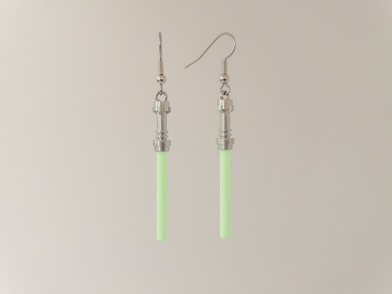 Glow In The Dark Earrings Star Wars Lightsaber Earrings Made with Genuine LEGO® Disney Jewelry For Her Gift Birthday Gift Jedi image 3