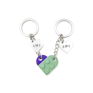 Juego de llaveros de corazón personalizados / Fabricados con LEGO® auténtico