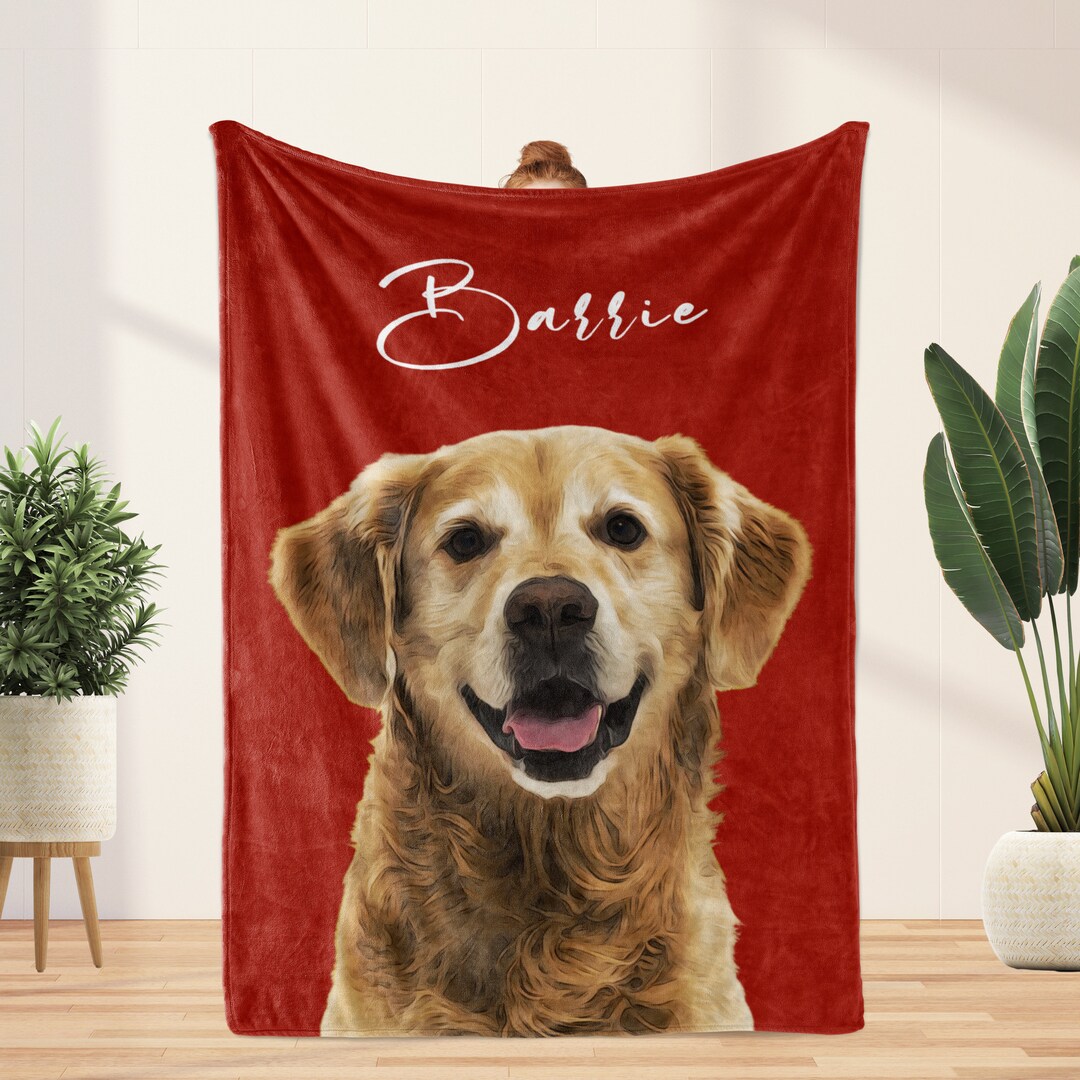 Custom Pet Blanket, Personalized Dog Blanket, Using Pet Photo & Name
