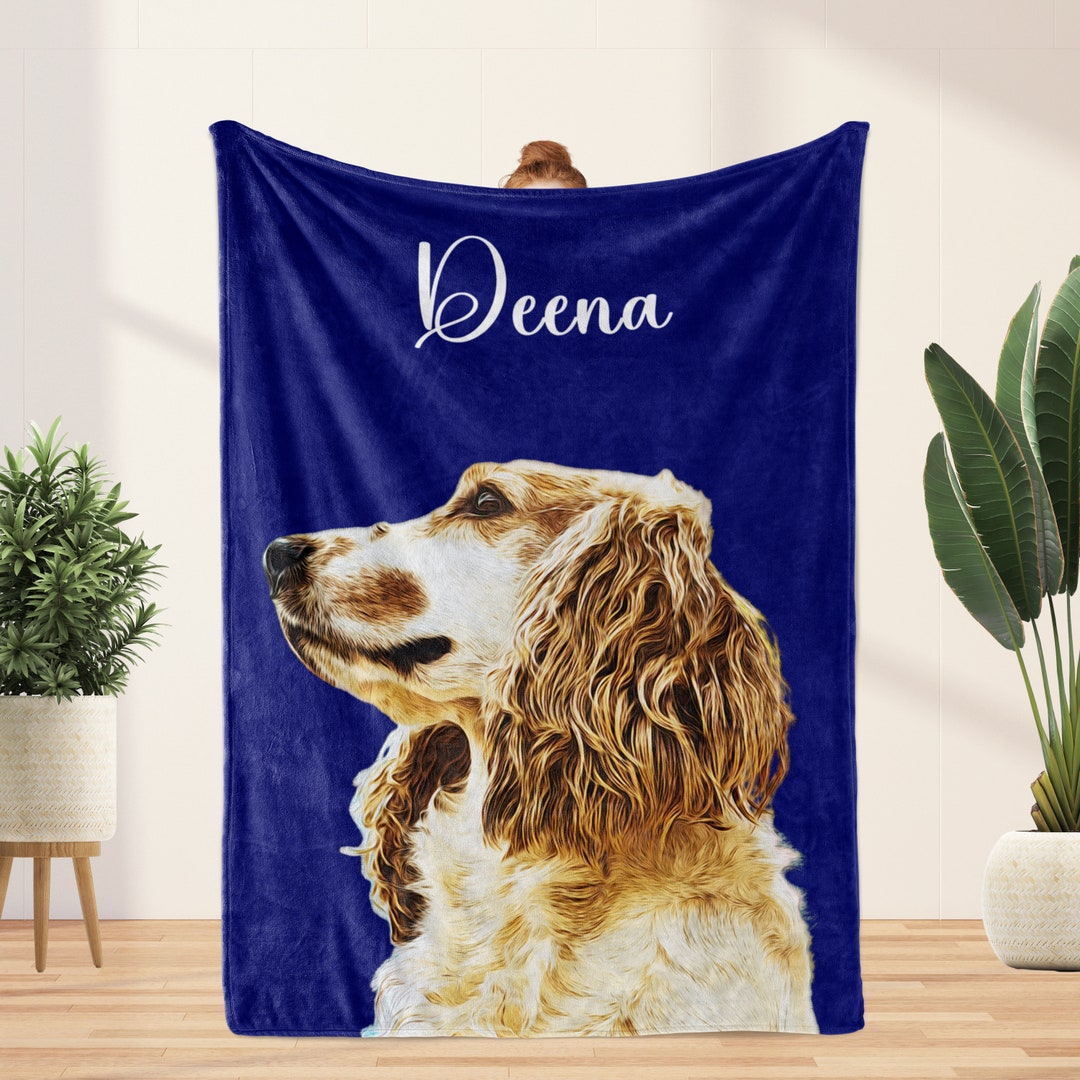 Custom Pet Blanket, Personalized Pet Portrait Blanket, Pet Photo