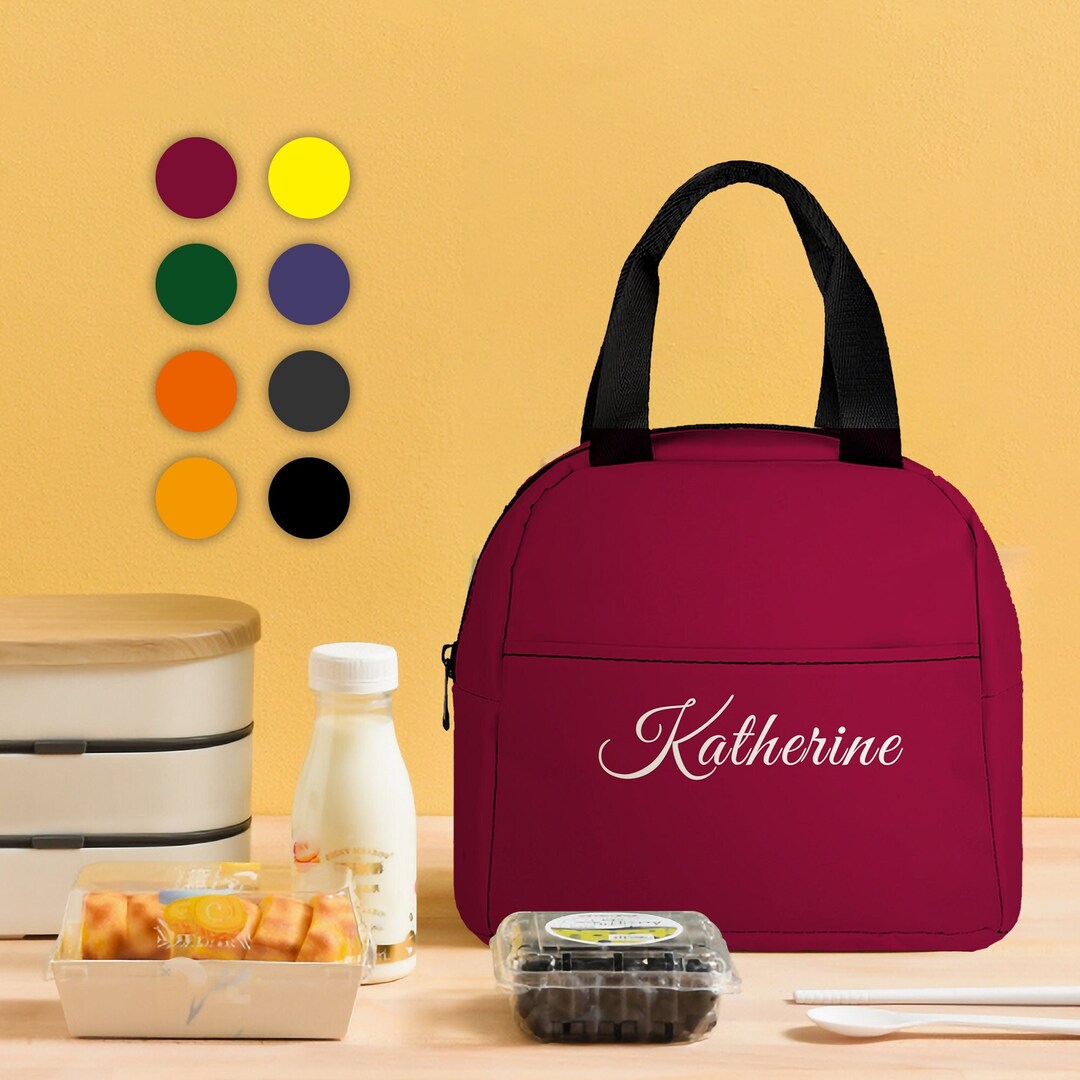 Personalized Insulated Lunch Bagcustom Name Pure Dark Color Waterproof