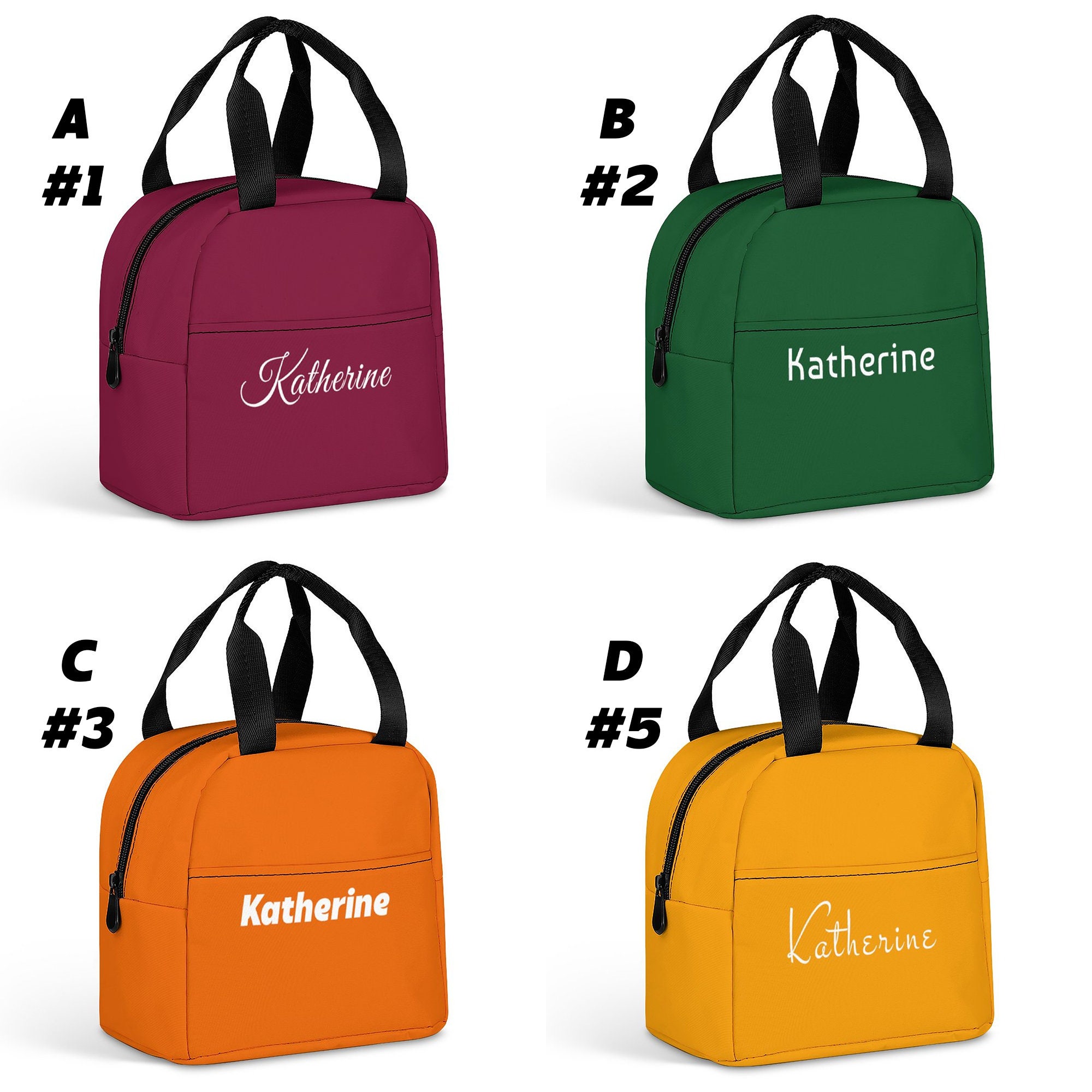 Personalized Insulated Lunch Bagcustom Name Pure Dark Color Etsy