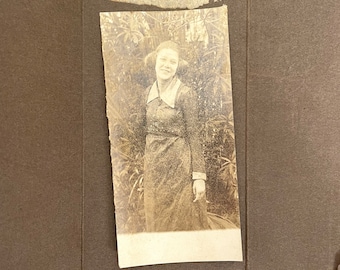 Antique Photo of Young Woman Outside