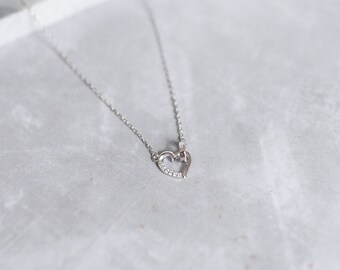 Heart Necklace, Dainty Necklace, Valentine's Gift, Anniversary Gift, Gift for Her