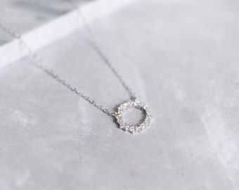 Silver Open Circle Necklace, Dainty Karma Necklace, Eternity Circle Necklace, Dainty Open Circle Necklace, Gift for Mom