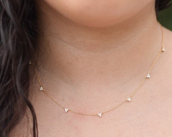 Collier minimal en or argenté, collier esthétique, 25e anniversaire, cadeau de fille bonus, cadeau de matrone d’honneur