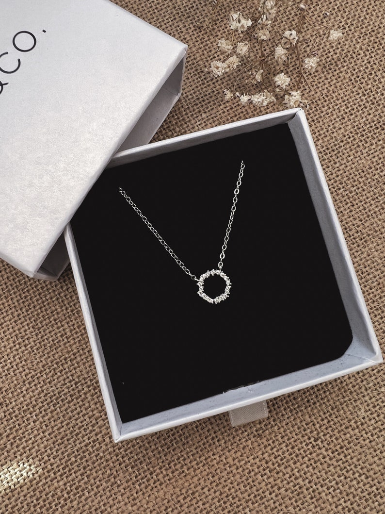 Silver Open Circle Necklace, Dainty Karma Necklace, Eternity Circle Necklace, Dainty Open Circle Necklace, Gift for Mom image 4