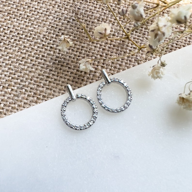 Open Circle Stud Earrings, Hypoallergenic Earrings, Rose Gold Sterling Silver, Minimalist Earrings, Dainty Earrings, image 5