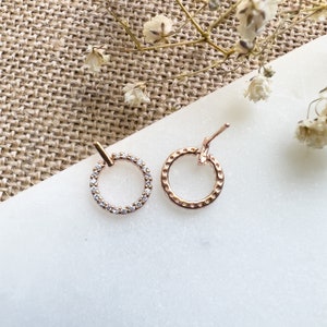 Open Circle Stud Earrings, Hypoallergenic Earrings, Rose Gold Sterling Silver, Minimalist Earrings, Dainty Earrings, image 3