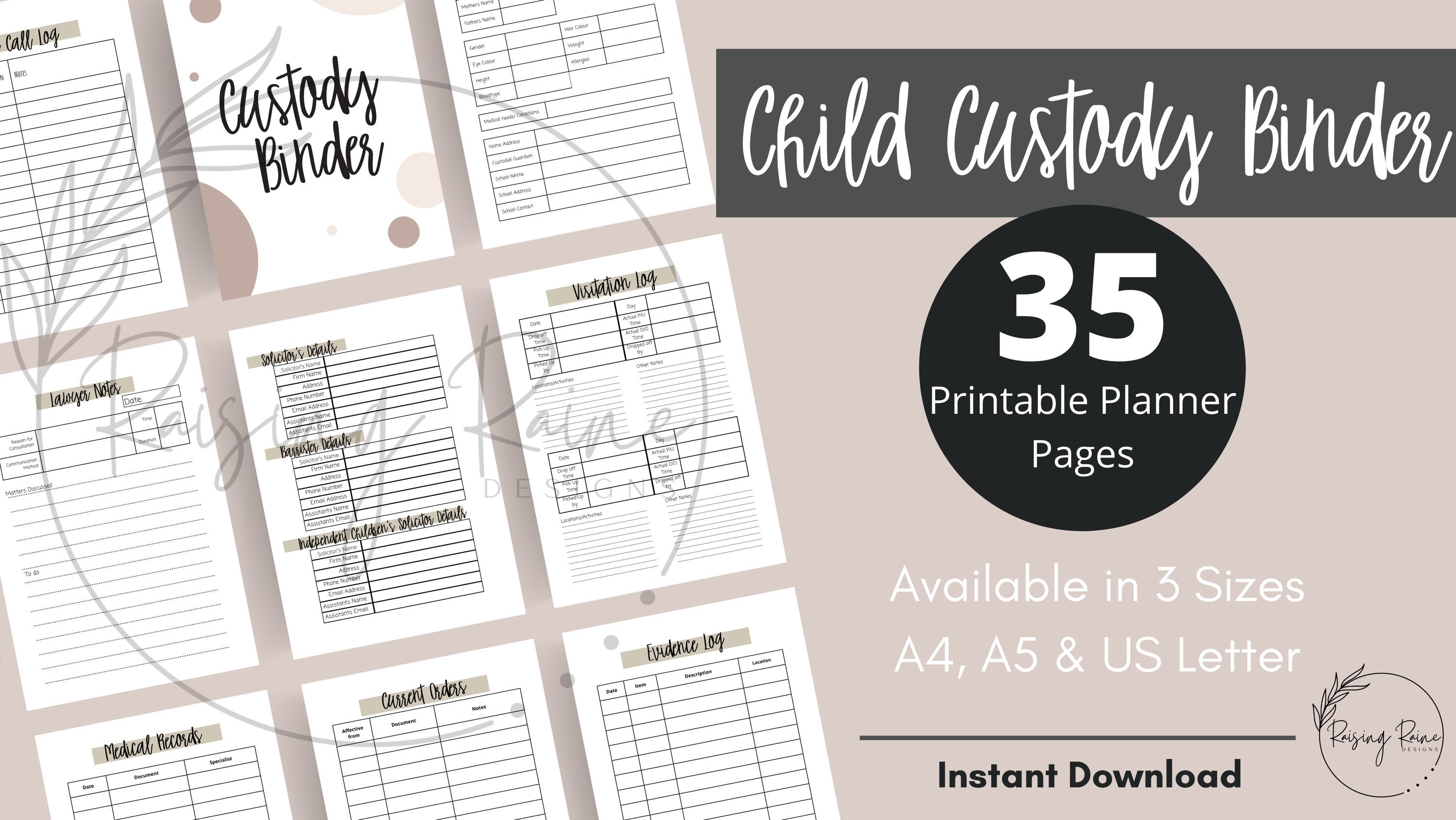 child-custody-binder-printables-family-law-organizer-single-etsy