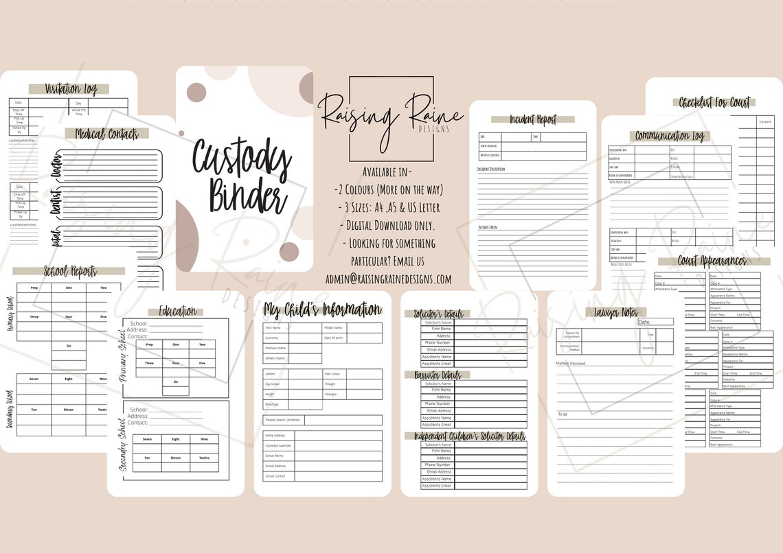 Child Custody Binder Printables, Family Law Organizer, Single Parent ...