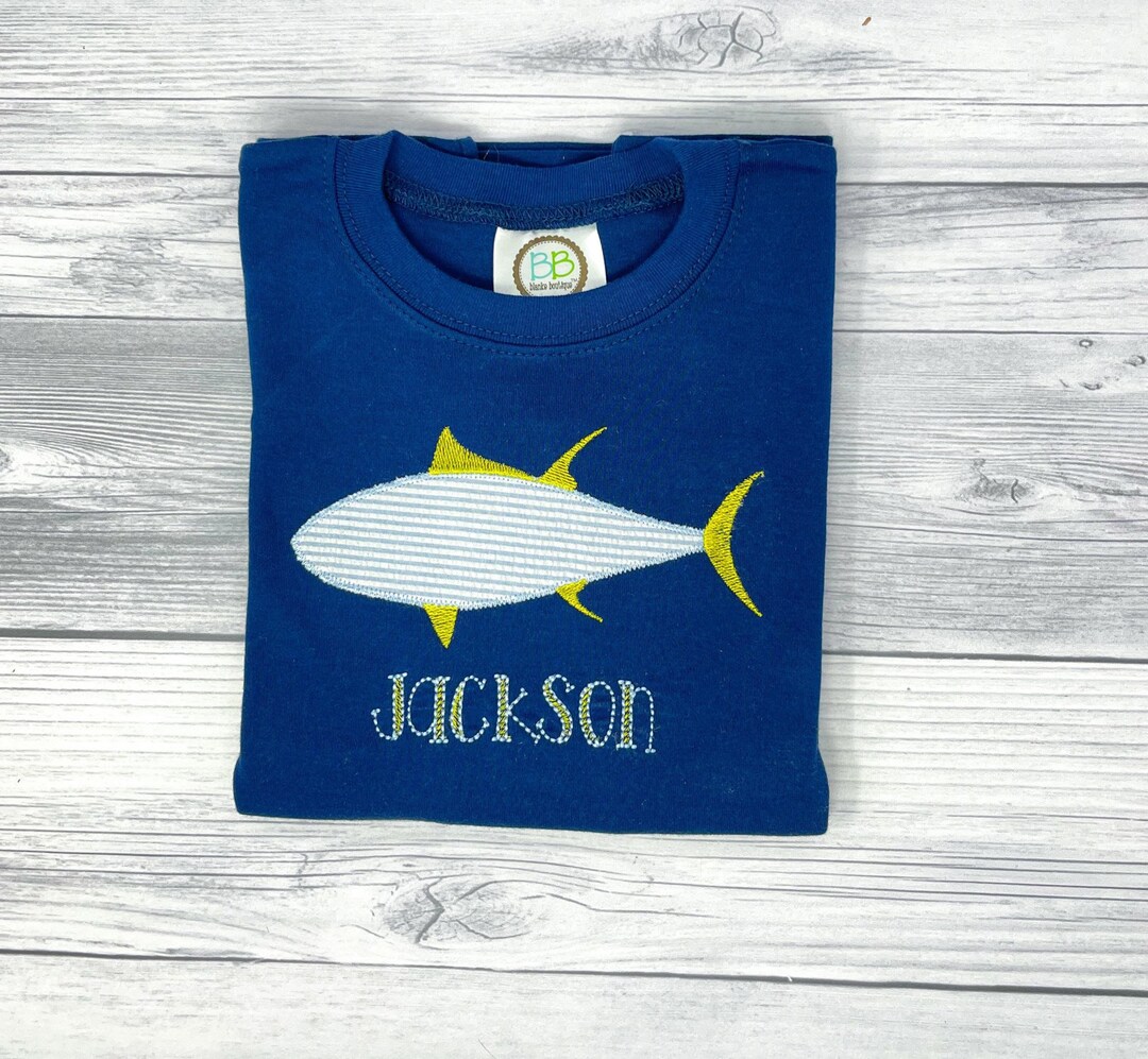 Personalized Boys Fish Shirt, Boys Tuna Shirt, Kids Fishing Shirt