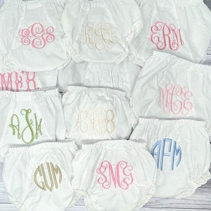 Monogrammed baby bloomers, personalized baby bloomers, personalized baby shower gift, baby shower gift for girl, monogrammed diaper cover