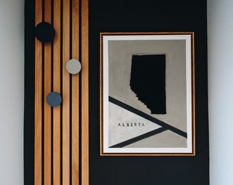 Alberta Art | Map Art | Geography Art | Textured Art | Minimalist Art | Modern Wall Art includes a Solid Oak Wood Floater Frame