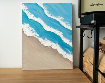 Textured Blue Beach Wave Art