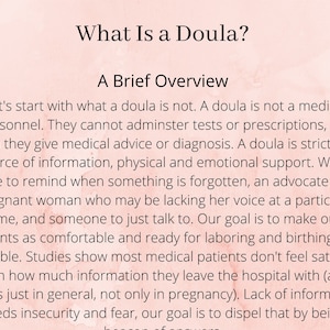 What Is A Doula Handout PDF